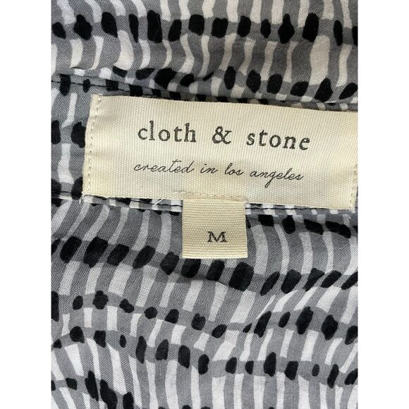 Anthropologie Cloth & Stone Women's M Black Striped Button Up Rayon Shirt Boho - Picture 3 of 9